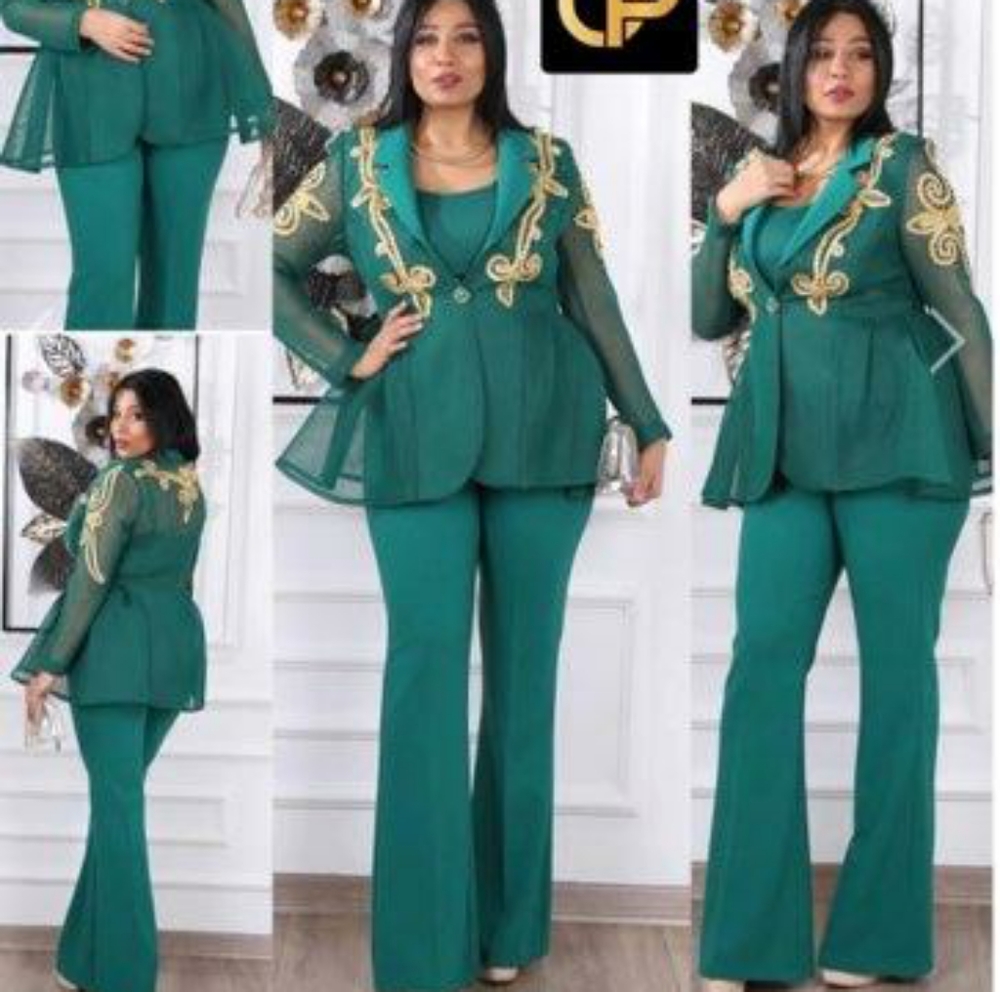 3 piece green pants set
